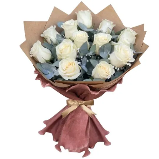 Ramo de 12 rosas blancas importadas terra